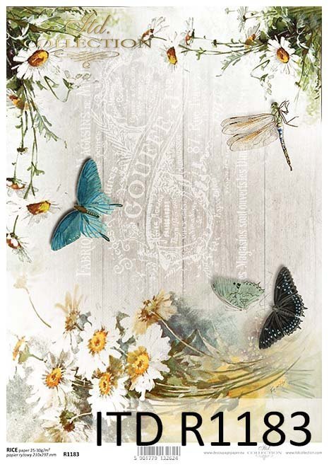 papier decoupage Vintage, kwiaty, motyle*Vintage papel decoupage, flores, mariposas