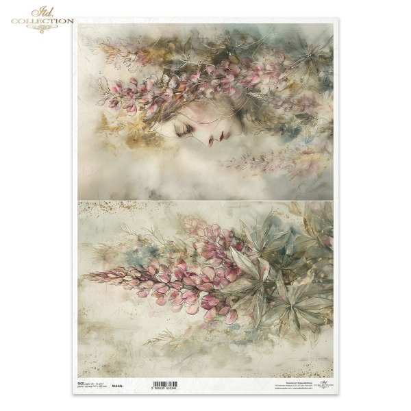 dekoracyjne wzory, motywy kwiatowe, bukiet kwiatów, Ogród Muz, Garden of Muses * Mulberry decoupage paper FPA1005, decorative patterns, floral motifs, bouquet of flowers, Garden of Muses *Seria Garden of Muses