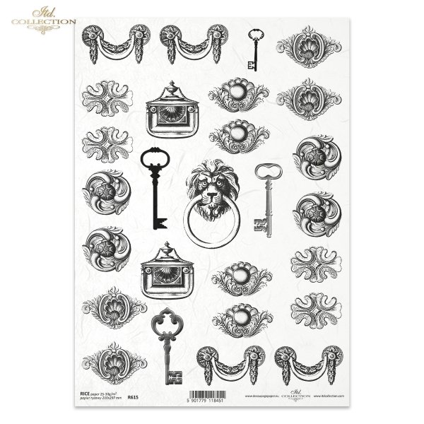 klucz, okucie, kołatka, sztuka użytkowa, kowalstwo artystyczne, ozdoby meblowe, okucia meblowe, R615, key, hardware, knocker, artistic blacksmithing, furniture ornaments, furniture hardware, Schlüssel, Beschläge, Klopfer, Kunstschmiedearbeiten, Möbelornam