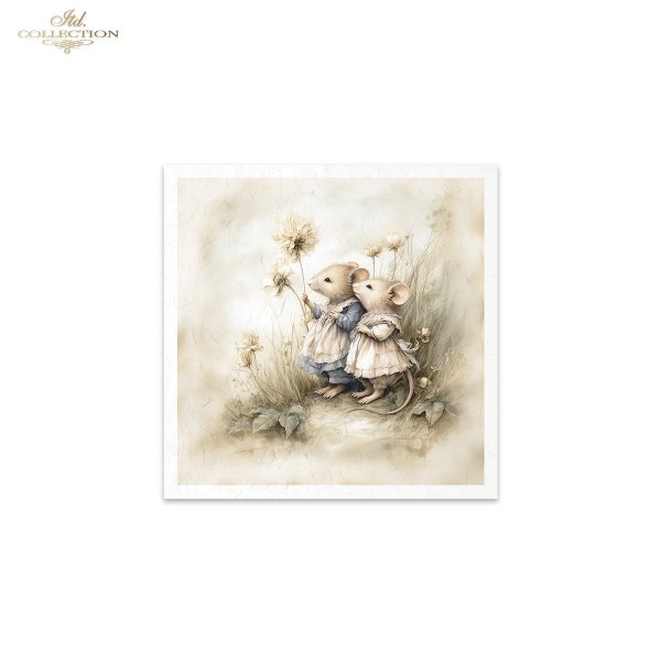 Myszki, sielanka, akwarela, retro, las, natura*Mice, idyll, watercolour, retro, forest, nature*Mäuse, Idylle, Aquarell, Retro, Wald, Natur*Ratones, idilio, acuarela, retro, bosque, naturaleza