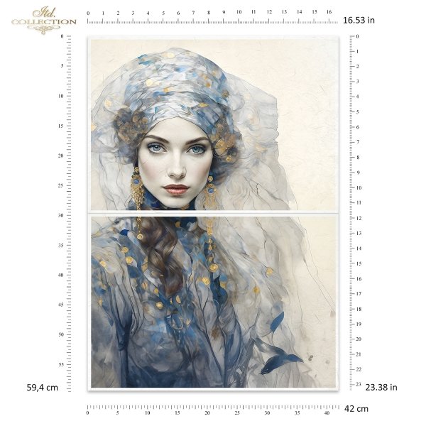 Papier decoupage morwowy FPA2014, Seria Inspired by Klimt, kobiety, zloto, dekoracyjne wzory, kamienie szlachetne, mozaiki, motywy secesyjne * Mulberry decoupage paper FPA2014, women, gold, decorative patterns, gemstones, mosaics, Art Nouveau motifs *Pape