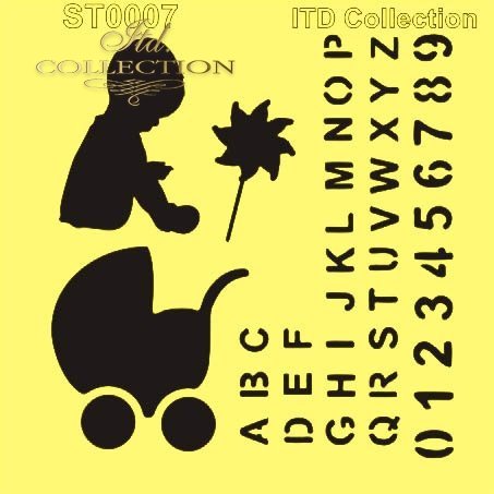 ST0007 - Alfabet, chłopczyk, wózek
