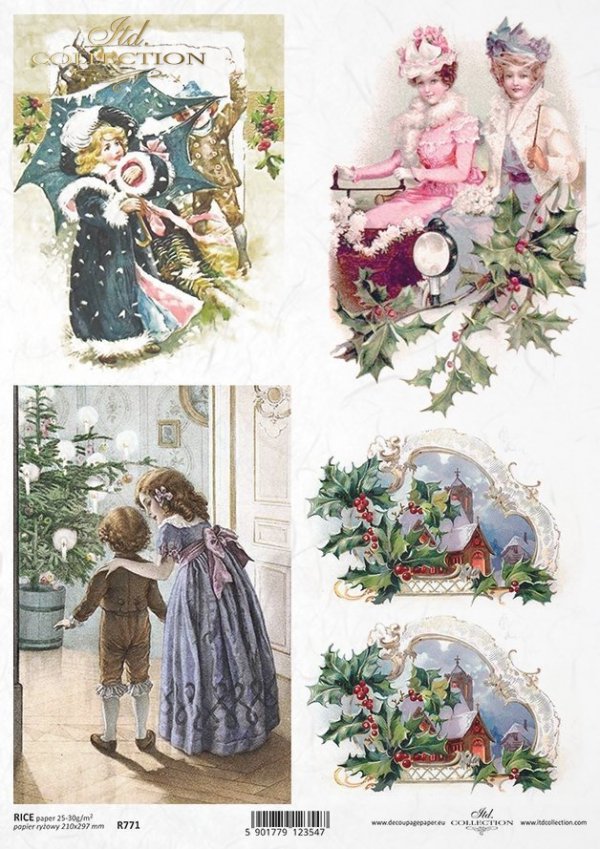 Boże Narodzenie, świąteczne dekoracje, retro, prezenty, dziecko, dzieci, choinka, ostrokrzew, zimowy obrazek, R771, Christmas, Christmas decorations, retro, presents, child, children, Christmas tree, holly, winter picture, Weihnachten, festliche Dekoratio