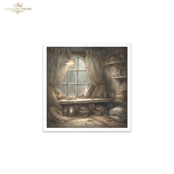 Mouse World - przytulny, rustykalny, fantastyczny, wnętrze, chatka, nora, bajkowy, leśny , świąteczny czas, Boże Narodzenie, zimowa opowieść, ilustracje bajkowe, przytulne, domowe scenki