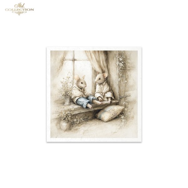 Myszki, sielanka, akwarela, retro, las, natura*Mice, idyll, watercolour, retro, forest, nature*Mäuse, Idylle, Aquarell, Retro, Wald, Natur*Ratones, idilio, acuarela, retro, bosque, naturaleza