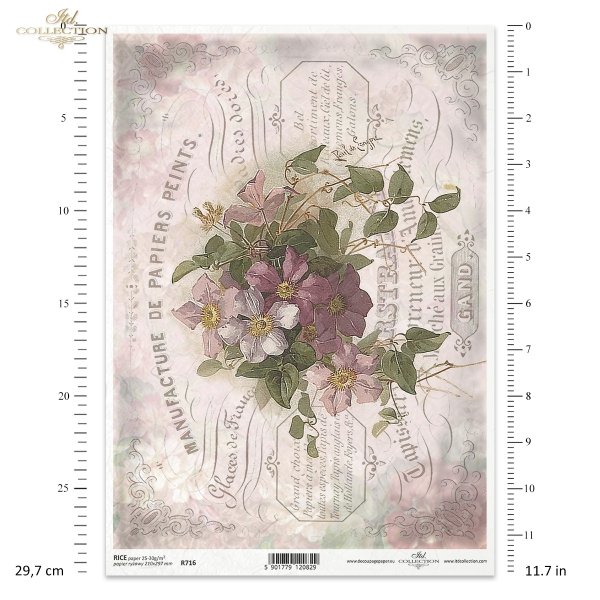 vintage, retro, powojnik, clematis, kwiat, ogród, bukiet, dekor, ornament, napisy w stylu retro, R716, clematis, flower, garden, bouquet, decoration, ornament, retro lettering, Blume, Garten, Strauß, Dekoration, Ornament, Retro-Schriftzug, clemátide, flor