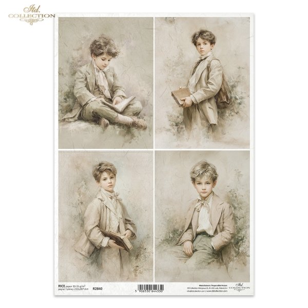 portrety, chłopcy, styl vintage, sepia, retro, akwarela