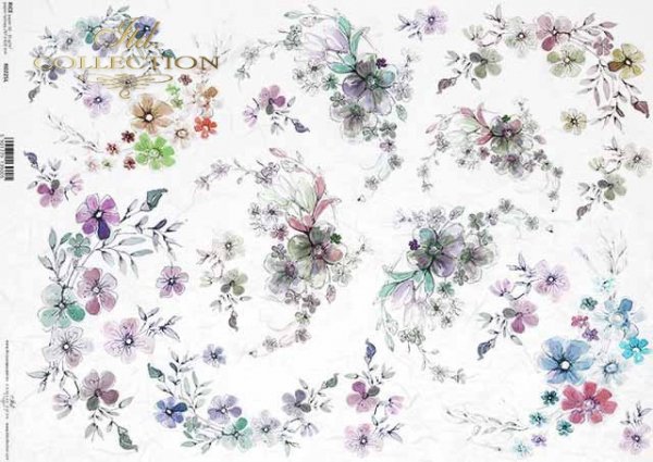 papel de arroz, flores pequeñas, decoraciones, líneas*Reispapier, kleine Blumen, Dekore, Linien*рисовая бумага, маленькие цветы, декоры, линии