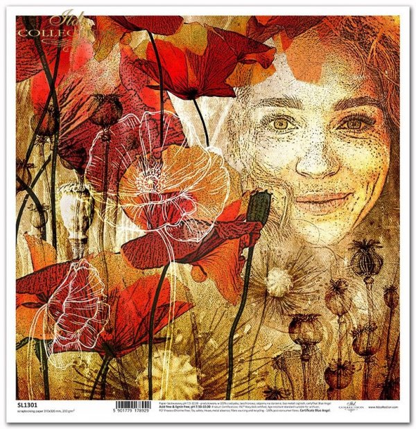 Herbalist, Zielarka, twarz kobiety, mak*Herbalist, woman's face, poppy*Kräutersammler, Frauengesicht, Mohn*Herboristería, rostro de mujer, amapola