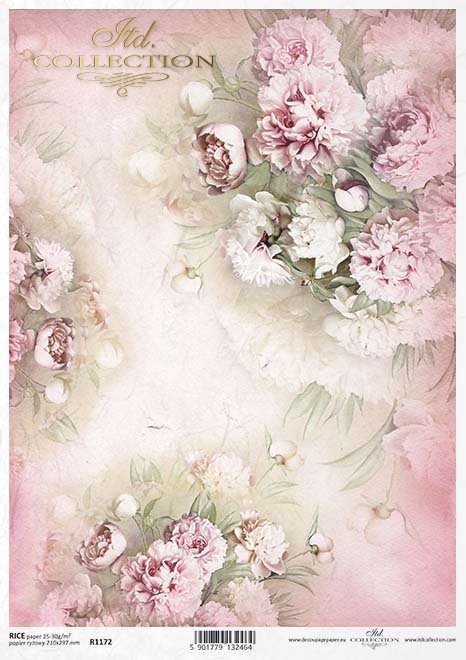 papel decoupage peonías, flores*Decoupage Papier Pfingstrosen, Blumen