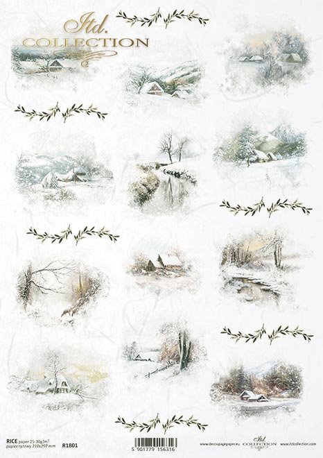 Nostalgia*Zima, pejzaż, widoczek, śnieg, chata, wieś, góralska chata, góralski domek, bacówka, sarenki, las, rzeczka, strumyk górski, gałązka