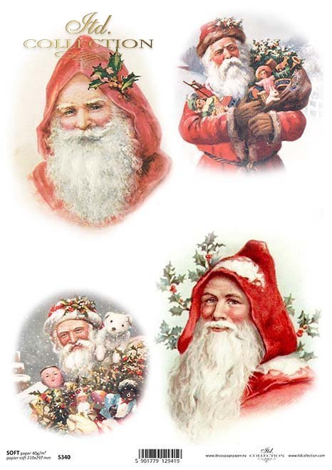 El decoupage de papel de Navidad, Santa Claus*Papír decoupage Vánoce, Santa Claus*Das Papier decoupage Weihnachten, Weihnachtsmann