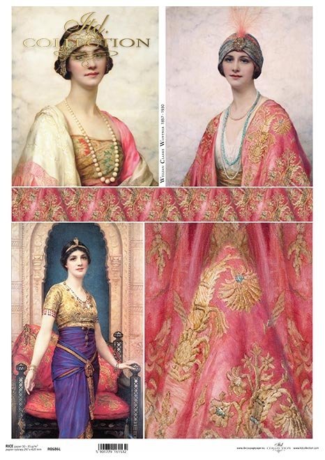 Malarstwo Williama Clarke Wontner, kobiety w orientalnych ubraniach, portrety