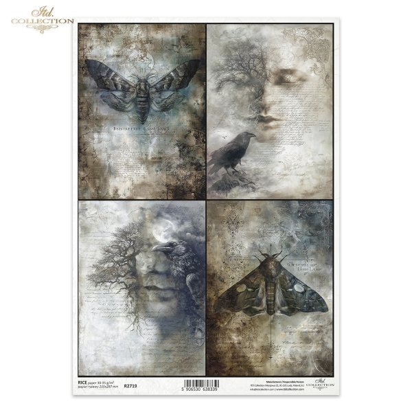 ludzkie twarze, ćmy trupie główki, kruki, nagie drzewa, gotyk, secesja, vintage, melancholia, fantasy*human faces, moths, skulls, ravens, bare trees, Gothic, Art Nouveau, vintage, melancholy, fantasy