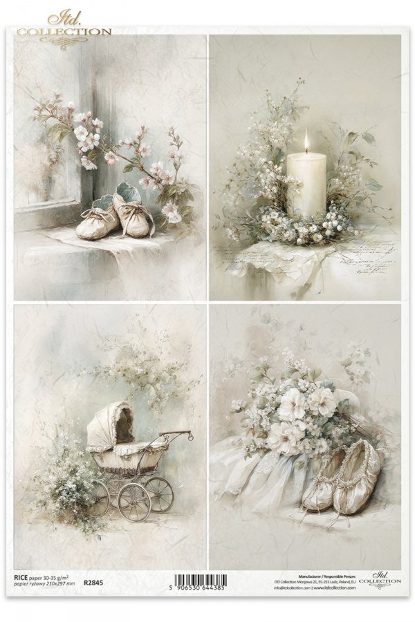 styl vintage, sepia, pastele, chrzest, kwiaty,buciki, wózek, świeca, elegancja, delikatność