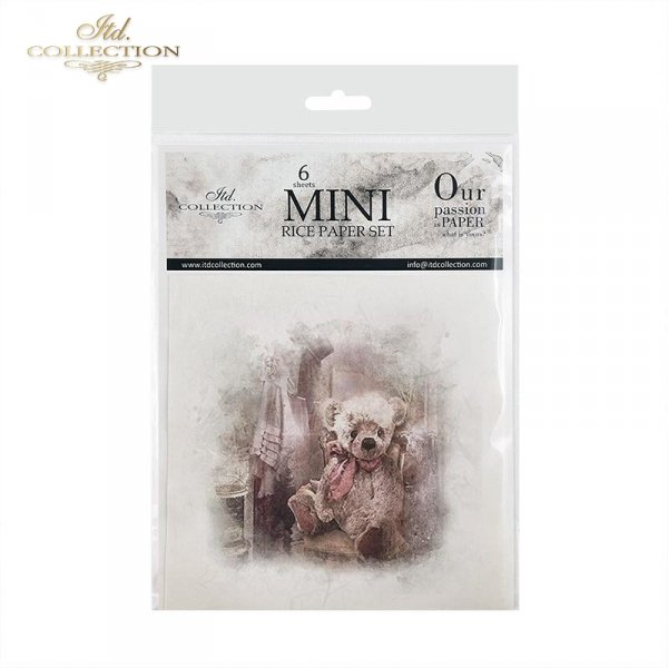 Zestaw papierów ryżowych ITD - RSM024 * Miś, misie, pluszowy miś, przytulanka, misie retro
