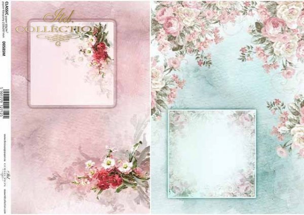 arreglos de flores de papel decoupage, marco decorativo*Blumenarrangements aus Decoupage-Papier, Dekorrahmen*декорирование бумажных цветочных композиций, декоративная рамка