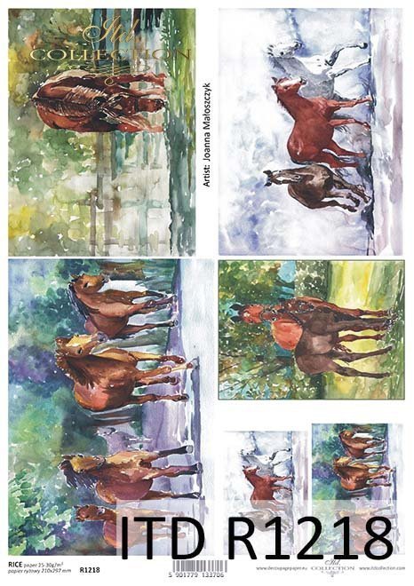 Papier decoupage malarstwo współczesne, konie*Paper decoupage contemporary painting, horses