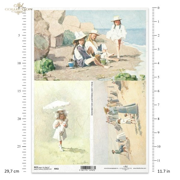 motywy marynistyczne, strój marynarski, lato, wakacje, dziecko, dzieci, kobieta, kobiety, strój marynarski, morze, plaża, zabawa na plaży, retro, Edward van Goethem, R952, maritime motifs, sailor's outfit, summer, holiday, child, woman, women, sailor's 