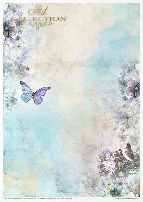 Zestaw kreatywny na papierze ryżowym - Lato w kolorze niebieskim * Creative set on rice paper - Summertime in blue