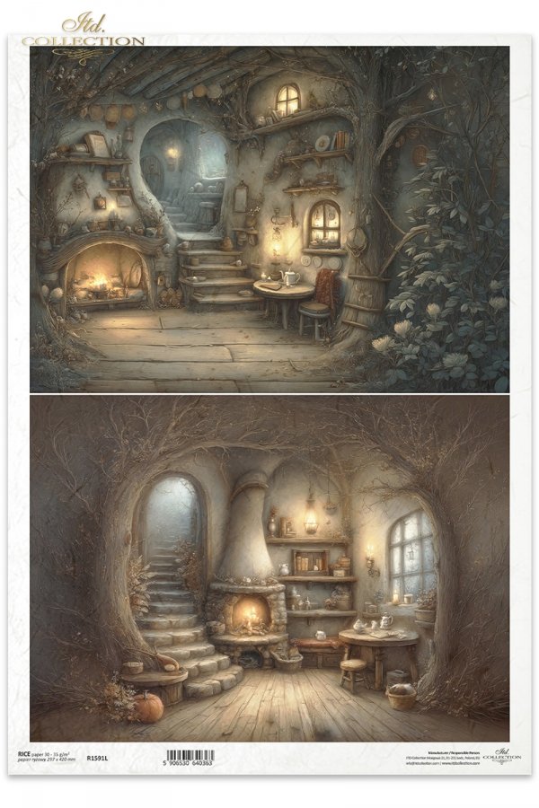 Mouse World - Interior -  Ilustracje,  świat myszek, przytulne wnętrza, bajkowe sceny, kominki, nory mysie, domki, wnętrza