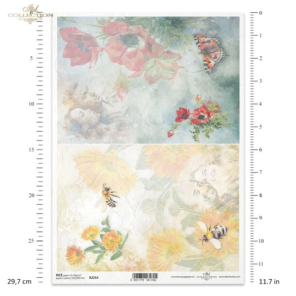 akwarelowe tła, kwiaty, lato, pszczoła, pszczoły, mak, maki, motyl, motyle, nagietek, nagietki, miłość, zakochane pary, Summer Love Story, watercolour backgrounds, flowers, summer, bee, bees, poppies, butterfly, butterflies, marigold, marigolds, love
