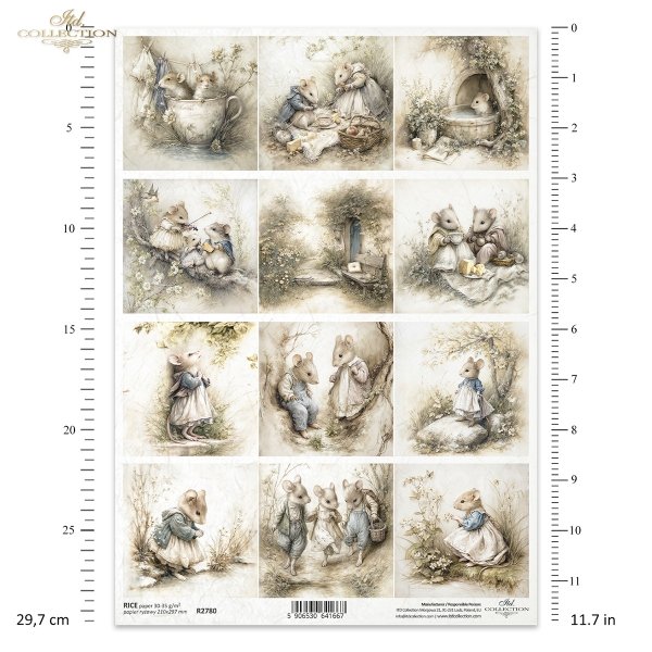 Myszki, sielanka, akwarela, retro, las, natura*Mice, idyll, watercolour, retro, forest, nature*Mäuse, Idylle, Aquarell, Retro, Wald, Natur*Ratones, idilio, acuarela, retro, bosque, naturaleza