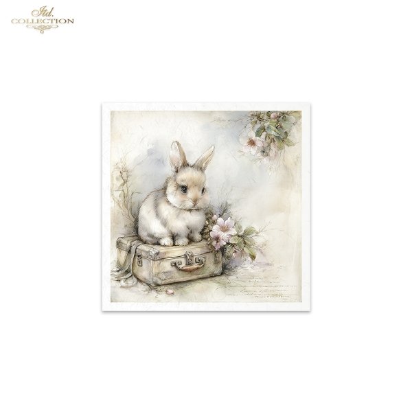 Wielkanoc, zając, styl vintage, akwarela, ilustracja, pastelowe kolory, koszyczek, pisanki, kwiaty, ogrodnictwo*Easter, bunny, vintage style, watercolor, illustration, pastel colors, basket, Easter eggs, flowers, gardening
