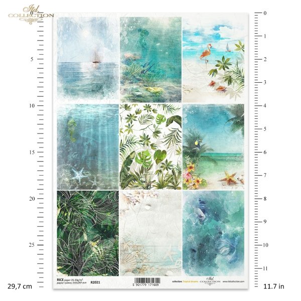 Seria Tropical dreams, tropikalne marzenia, podróż, marzenia, morze, plaża, muszle, żaglówka, ryby, konik morski, meduza, głębia, pelikan, tukan, palma, monstera, hibiskus, motyl, krab, rozgwiazda, kwiaty, R2021, miniatury, miniatura, travel, dreams, sea,