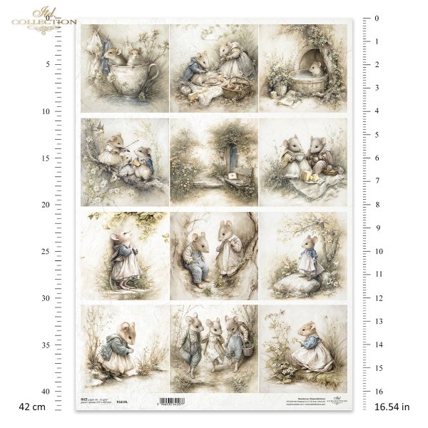 Myszki, sielanka, akwarela, retro, las, natura*Mice, idyll, watercolour, retro, forest, nature*Mäuse, Idylle, Aquarell, Retro, Wald, Natur*Ratones, idilio, acuarela, retro, bosque, naturaleza