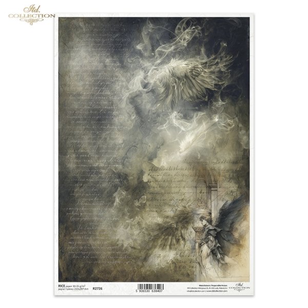 anioł, eteryczne skrzydła, dym, gotycki łuk, melancholia, vintage, postarzany tekst, mroczne fantasy*angel, ethereal wings, smoke, gothic arch, melancholy, vintage, aged text, dark fantasy