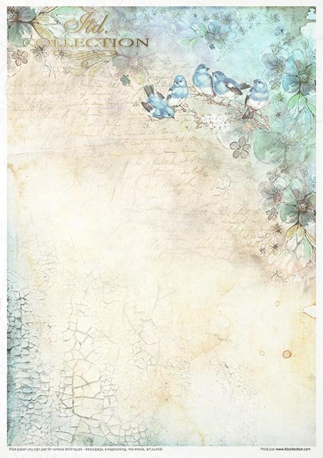 Zestaw kreatywny na papierze ryżowym - Lato w kolorze niebieskim * Creative set on rice paper - Summertime in blue