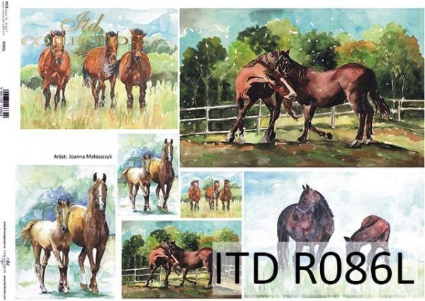 Papier decoupage malarstwo współczesne-konie*Paper decoupage contemporary painting-horses