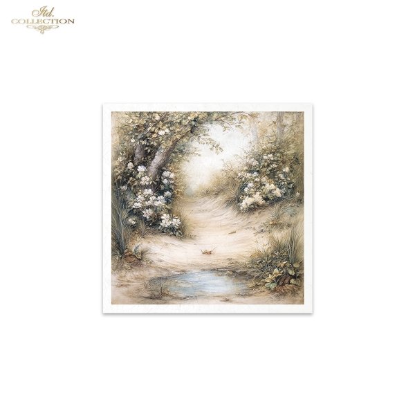 Sielanka, akwarela, natura, las, łąka, kwiaty polne*Idyllic, watercolor, nature, forest, meadow, wildflowers