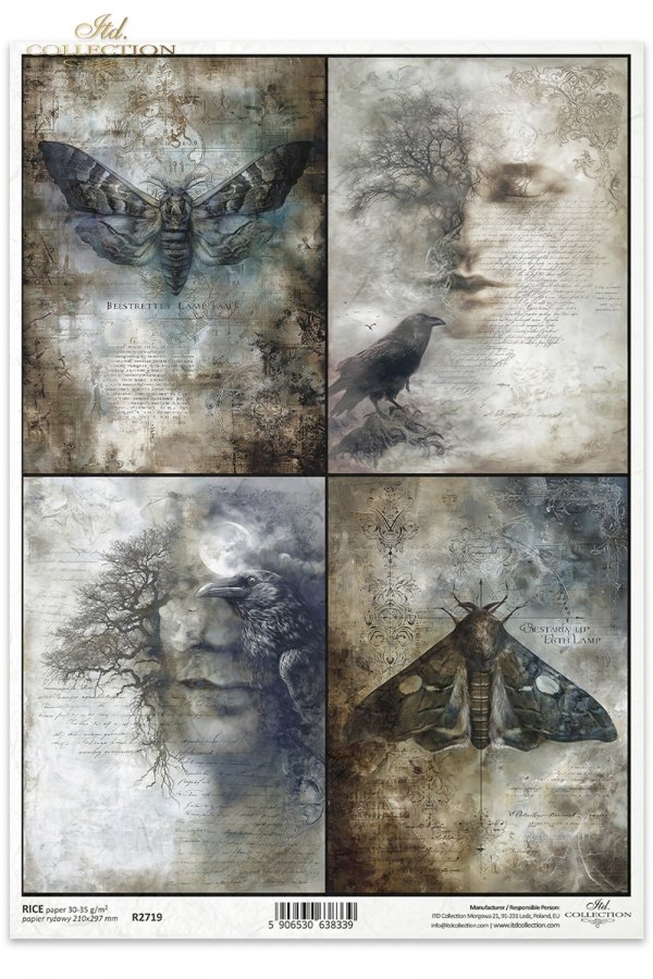 ludzkie twarze, ćmy trupie główki, kruki, nagie drzewa, gotyk, secesja, vintage, melancholia, fantasy*human faces, moths, skulls, ravens, bare trees, Gothic, Art Nouveau, vintage, melancholy, fantasy