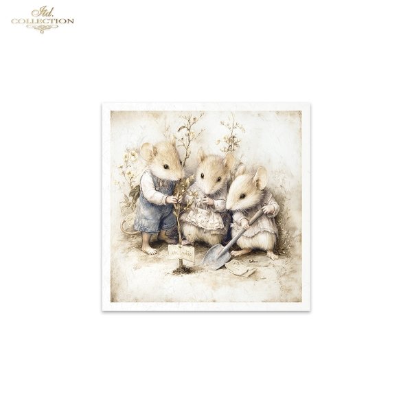 Myszki, sielanka, akwarela, retro, las, natura*Mice, idyll, watercolour, retro, forest, nature*Mäuse, Idylle, Aquarell, Retro, Wald, Natur*Ratones, idilio, acuarela, retro, bosque, naturaleza