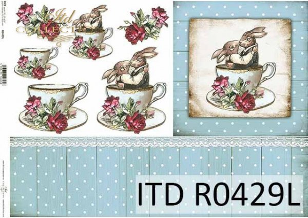 Wielkanoc, Vintage, zające w filiżance, deski, kwiaty, róże*Easter, Vintage, bunnies in a cup, boards, flowers, roses
