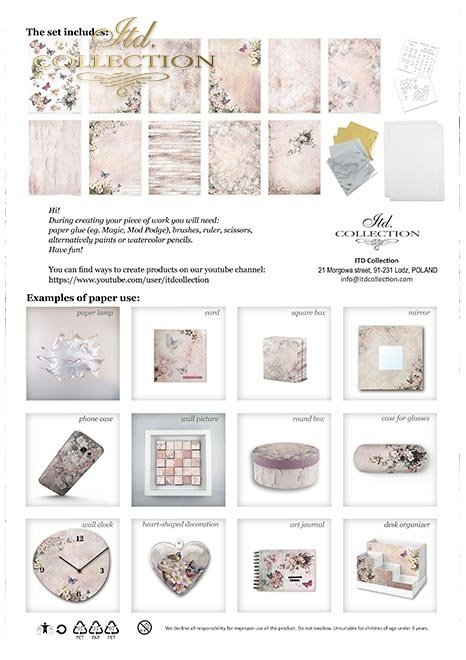 Zestaw kreatywny na papierze ryżowym - Rosy summertime * Creative set on rice paper - Rosy summertime