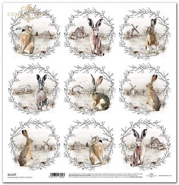 zające z wieńcami i widoczkami*hares with wreaths and views*Hasen mit Kränzen und Aussicht*liebres con coronas y vistas