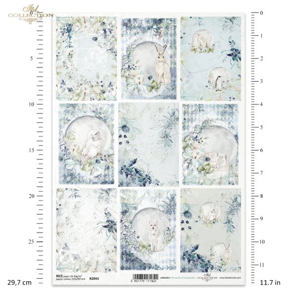 The world of ice porcelain series - Arctic animals, polar bear, penguin, white fox, hare, white owl, floral compositions, background, wallpaper, plants, oval decors, arctic landscape, glacier, miniature, miniature, Die Welt des Eises Porzellanserie - Arkt