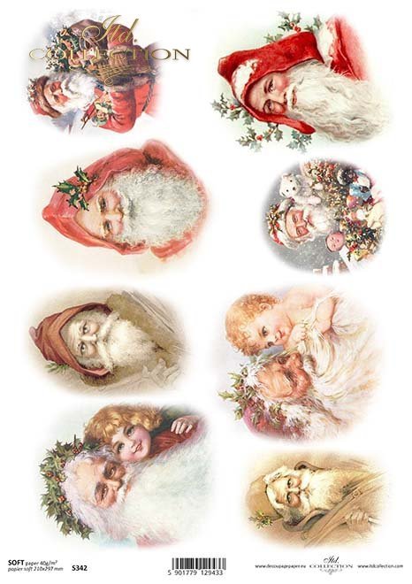 El decoupage de papel de Navidad, Santa Claus*Papír decoupage Vánoce, Santa Claus*Das Papier decoupage Weihnachten, Weihnachtsmann