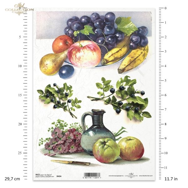 still life: grapes, bananas, apples, pears, berries