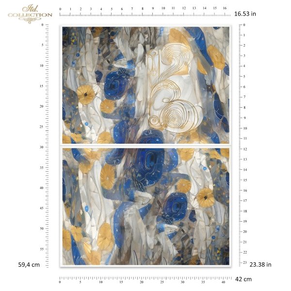 Papier decoupage morwowy FPA2006,  Seria Inspired by Klimt, zloto, dekoracyjne wzory, kamienie szlachetne, mozaiki, motywy secesyjne *  Mulberry decoupage paper FPA2003,  gold, decorative patterns, gemstones, mosaics, Art Nouveau motifs * Papel de decoupa