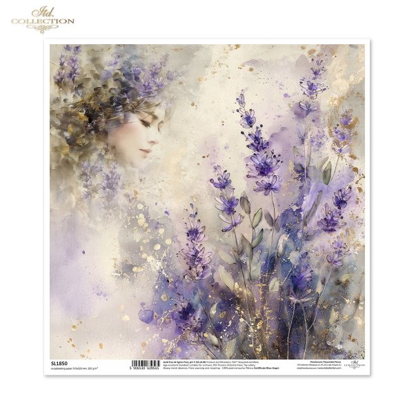 dekoracyjne wzory, motywy kwiatowe, bukiet kwiatów, Ogród Muz, Garden of Muses * Mulberry decoupage paper FPA1005, decorative patterns, floral motifs, bouquet of flowers, Garden of Muses *Seria Garden of Muses