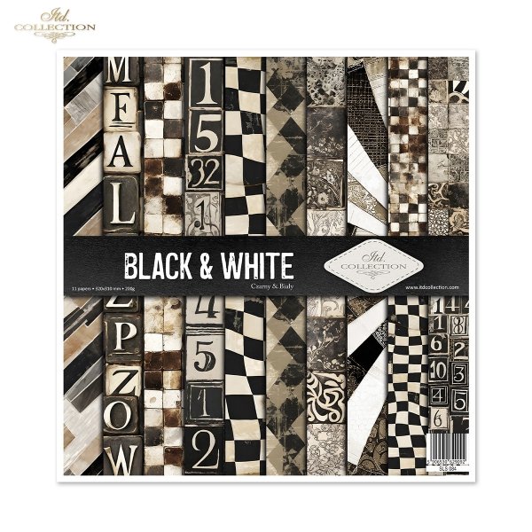 Black &amp; White * Czarny &amp; Biały - geometryczne czarno-białe wzory, scrapbooking paper