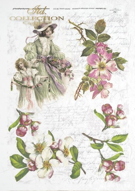 woman, dress, hat, dress, retro, spring, flowers, flower, twig, handwriting