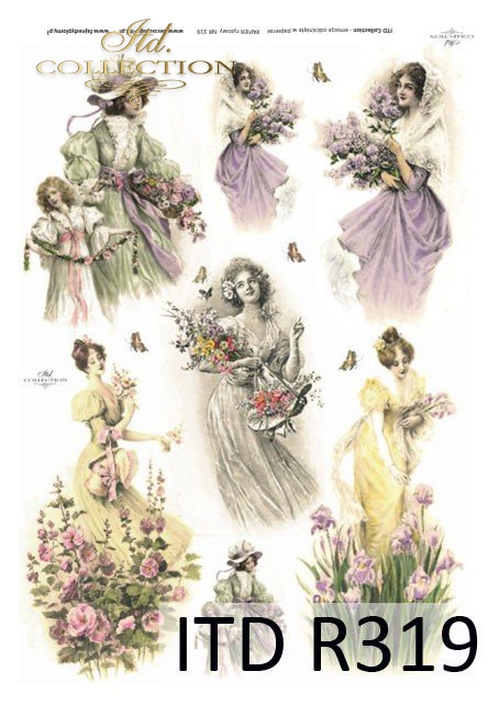wiosna, kwiat, kwiaty, malwa, malwy, motyl, motyle, kobieta, sukienka, retro,