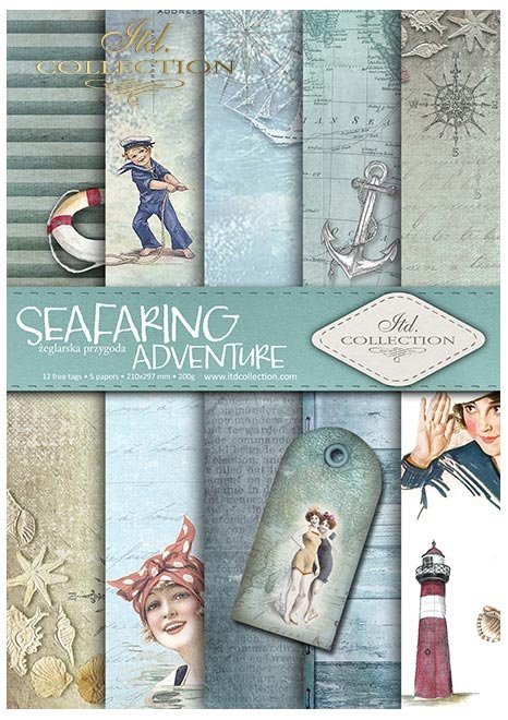 Papiery do scrapbookingu w zestawach - Żeglarska przygoda * Scrapbooking papers in sets - Seafaring adventure