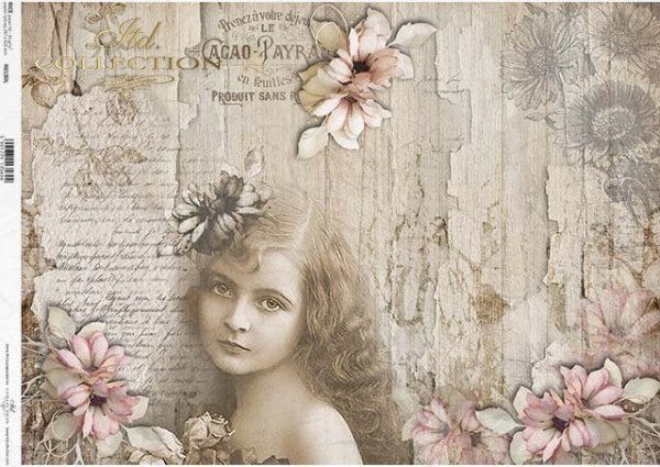 Papel de decoupage vintage, niña, flores*Урожай декупаж бумаги, девушка, цветы*Vintage Decoupage Papier, Mädchen, Blumen