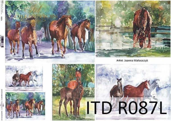 Papier decoupage malarstwo współczesne-konie*Paper decoupage contemporary painting-horses